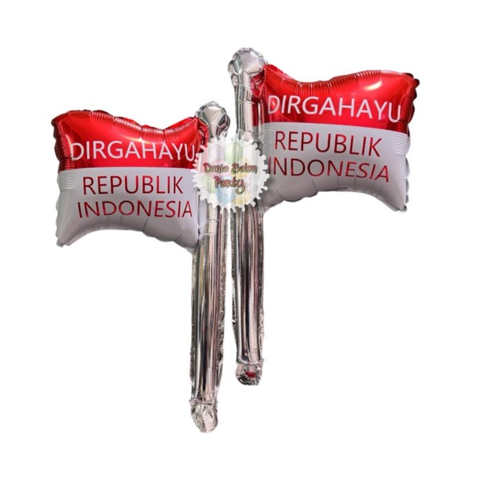 Balon Foil Stick Bendera Merah Putih / Balon DIRGAHAYU RI 17 Agustus