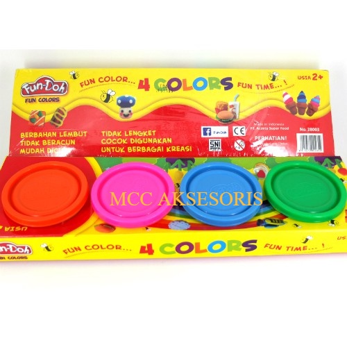 MCC DOUGH WARNA FUNDOH FUN-DOH DOUGH 4PC REFILL MAINAN LILIN 4 WARNA - 28003 DAN 6 PCS