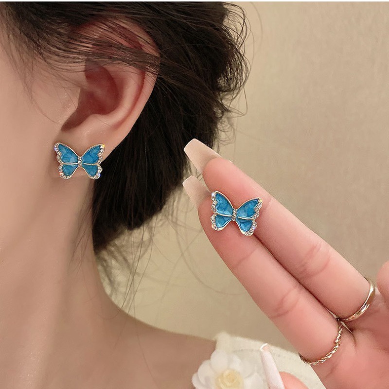 Desain Unik Anting Kupu-Kupu Biru Gadis Musim Panas Anting Indah Bermutu Tinggi2023Anting Sederhana Baru