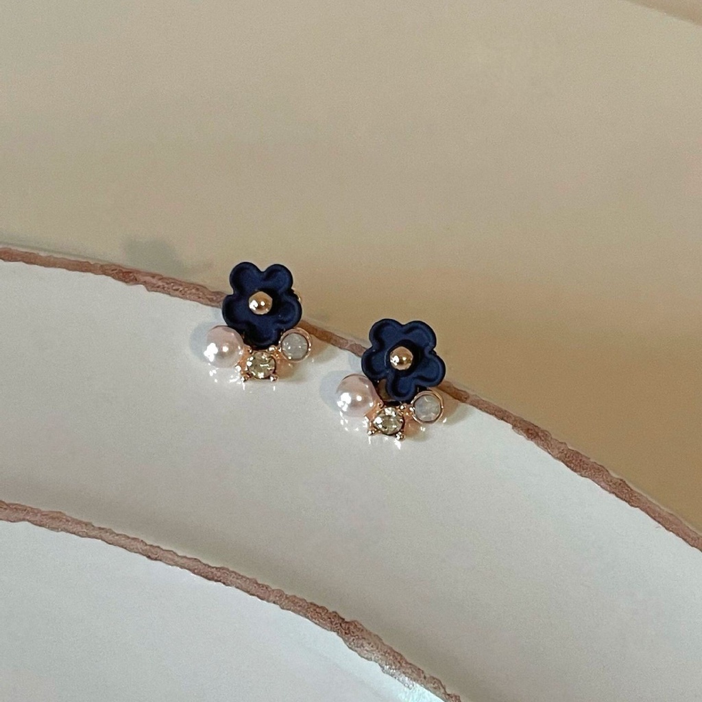 Anting Biru Manis Dan Kompak Dan Klip Telinga Anting Indah Sederhana Dan Elegan Baru