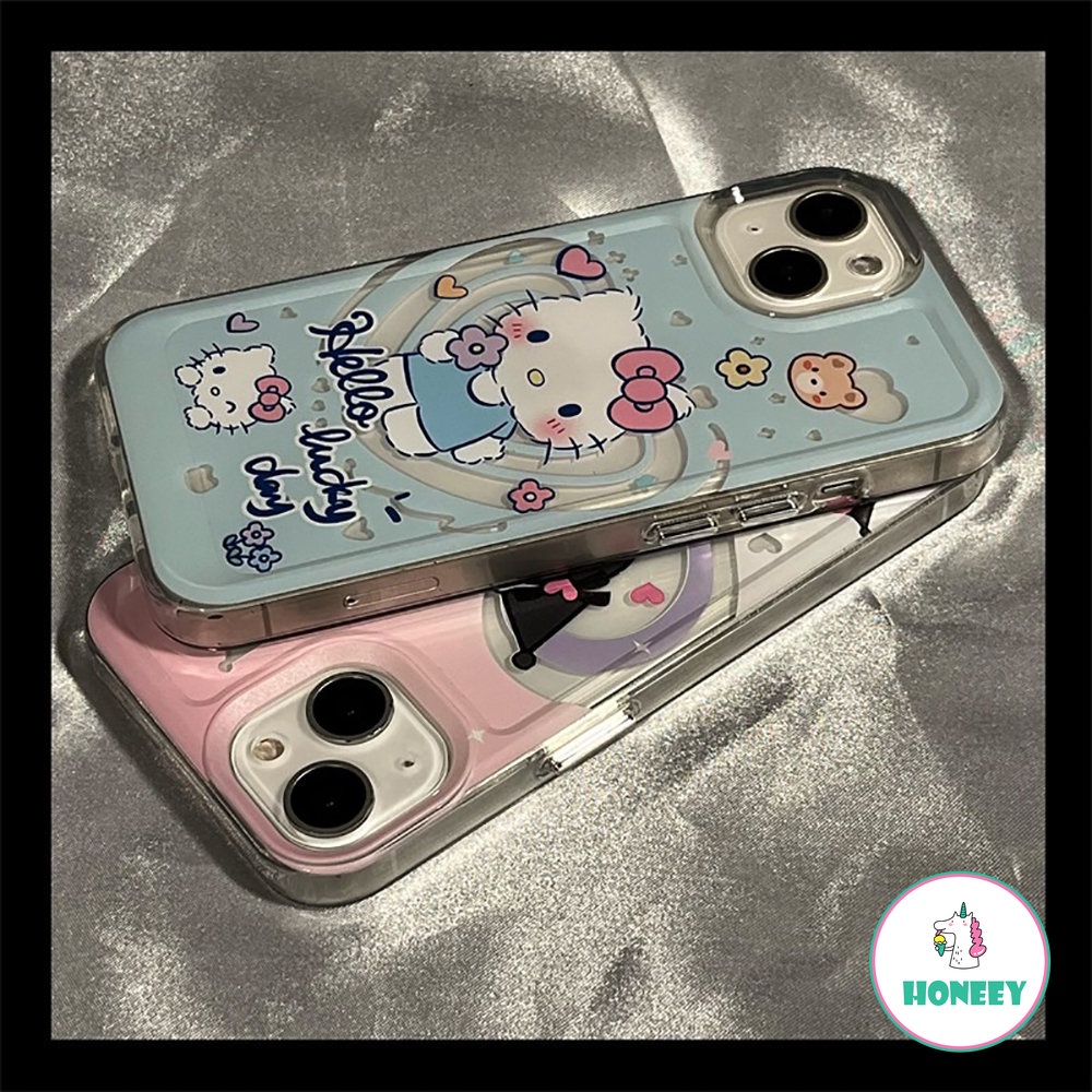 Fashion Berongga Keluar Cinta Hellokitty Kulomi Phone Case Kompatibel Untuk Iphone14 13 12 Pro Max Case iPhone 11xr XS 7 8Plus Bening Lembut TPU Penutup Belakang