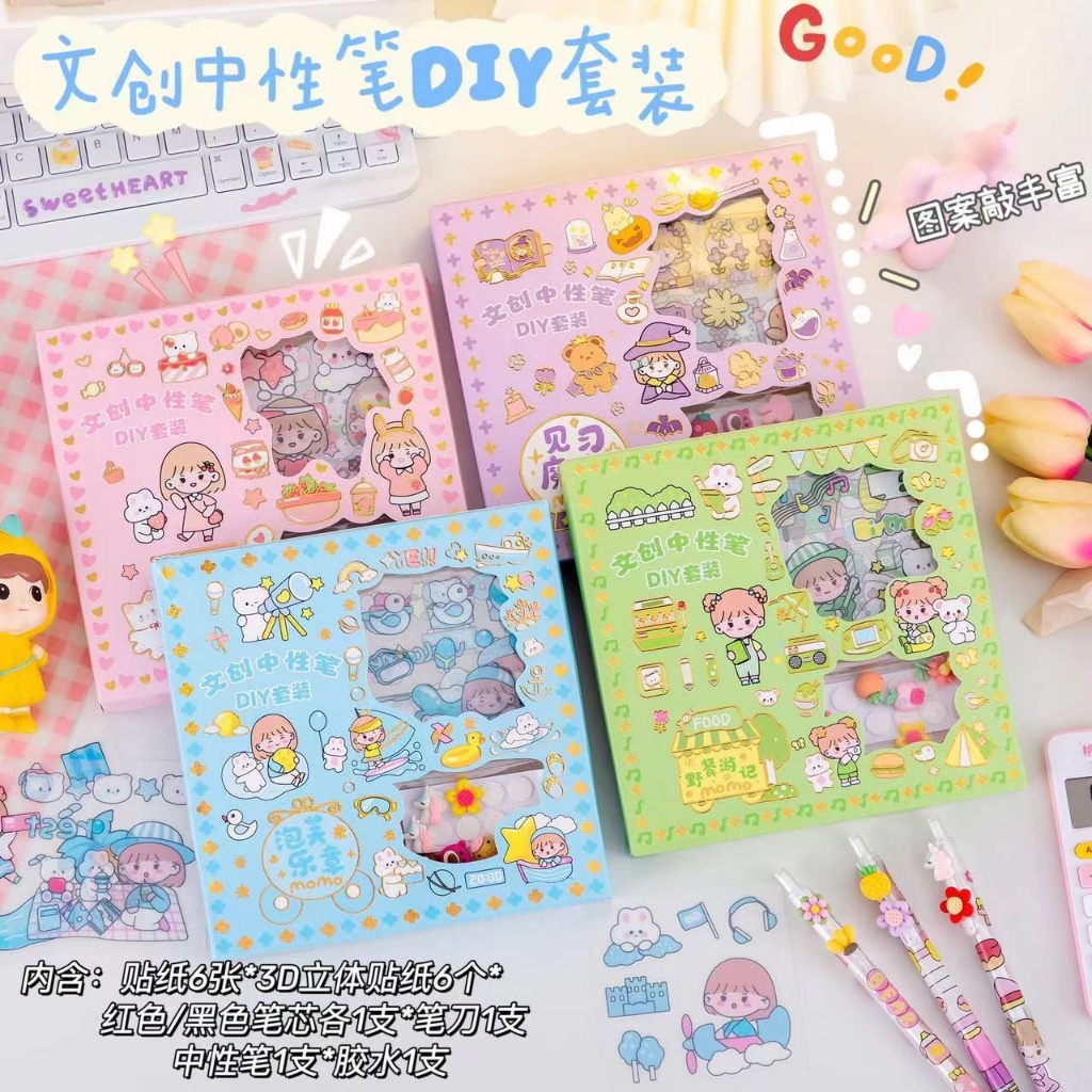 

Pulpen Bolpoin Stiker Scrapbook Pena Momo DIY Korea