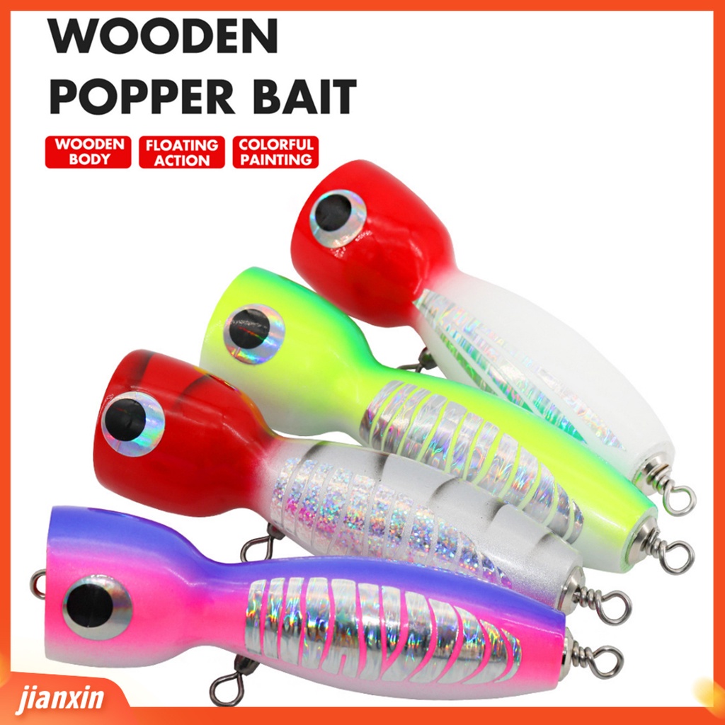 (In Stock) 17 cm /80g Oversize Mangkuk Mulut Warna-Warni Lukisan Lure Umpan 3D Mata Besar Laut Memancing Popper Kayu Umpan Palsu Perlengkapan Memancing