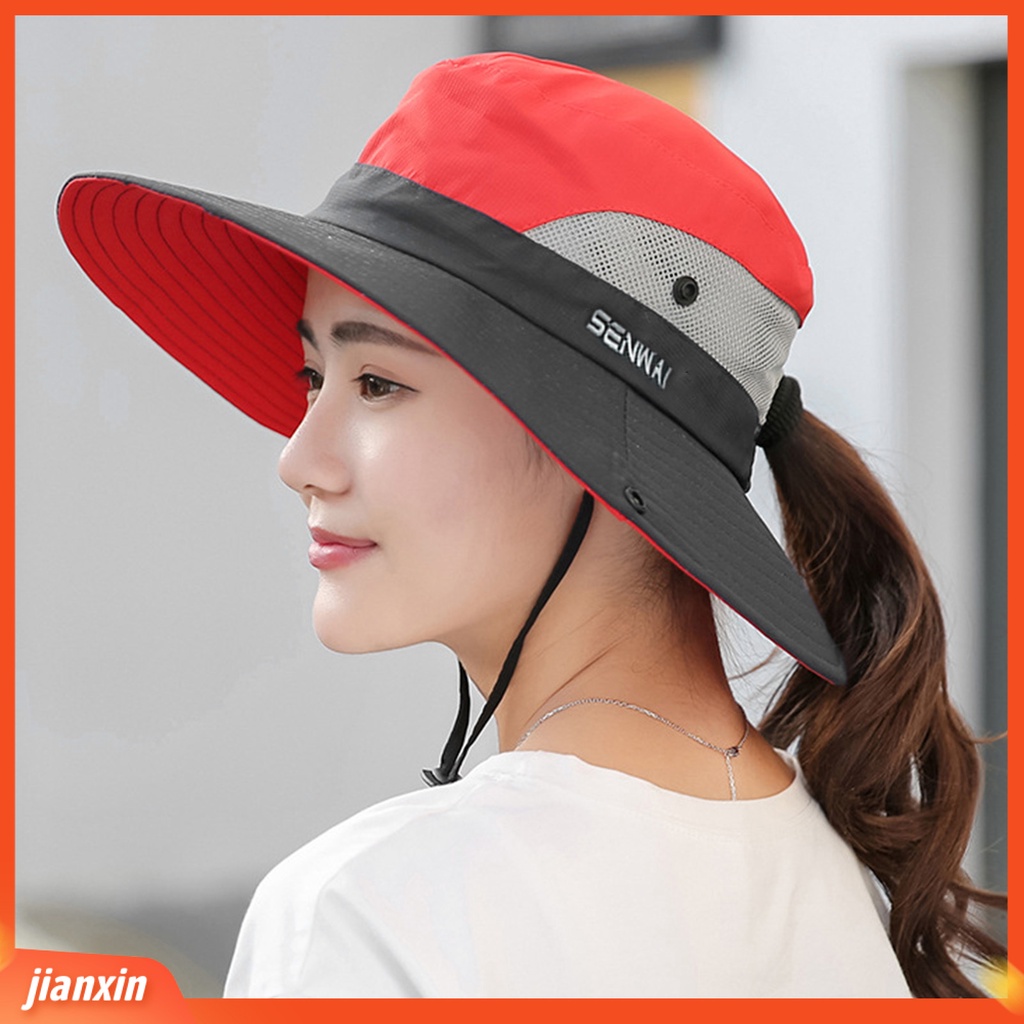 (In Stock) Topi Matahari Luar Ruangan Jaring Pinggiran Lebar Dapat Disesuaikan Bernapas Lipat Tahan UV Perlindungan Matahari Warna Solid Musim Panas Wanita Perlindungan UV Topi Pelindung Matahari Untuk Pria