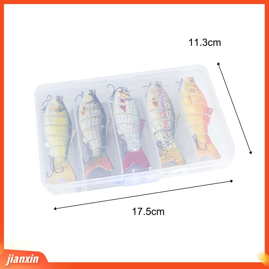 (In Stock) 5Pcs /Set 175g 6bagian Umpan Pancing Renang Fleksibel ABS Bionic Multi Sections Fish Umpan Keras Dengan Kait Untuk Outdoor