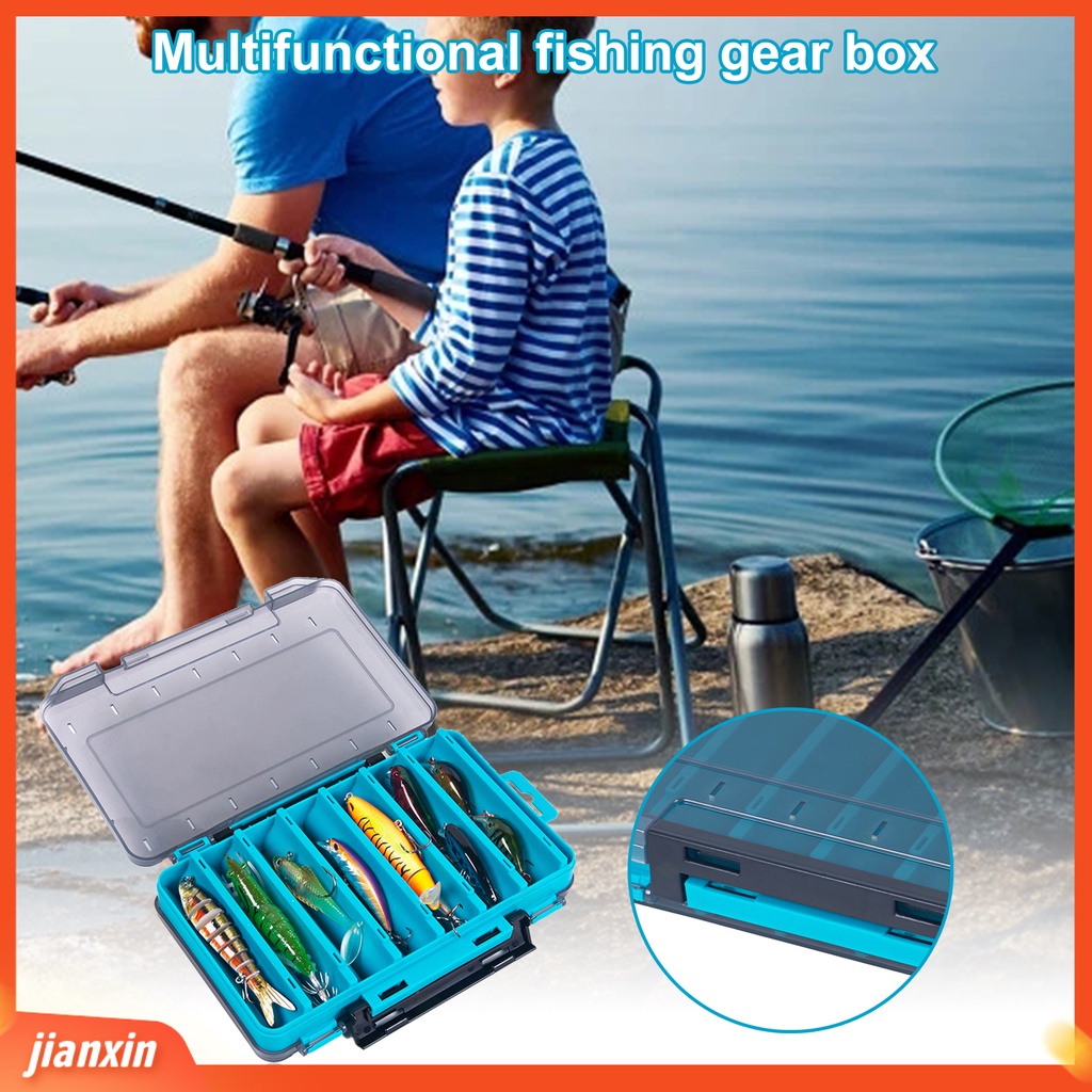 (In Stock) ABS Lure Box Multifungsi Portabel Dua Sisi 14kisi Kotak Umpan Untuk Angling