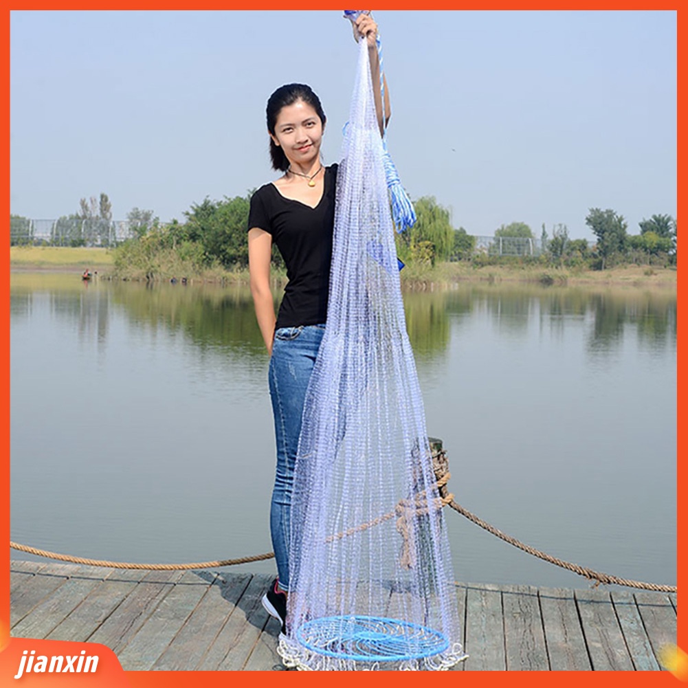 (In Stock) 240 /300 /360cm Outdoor Memancing Tangan Lempar Jala Halus Jaring Cor Terbang Trap Disc