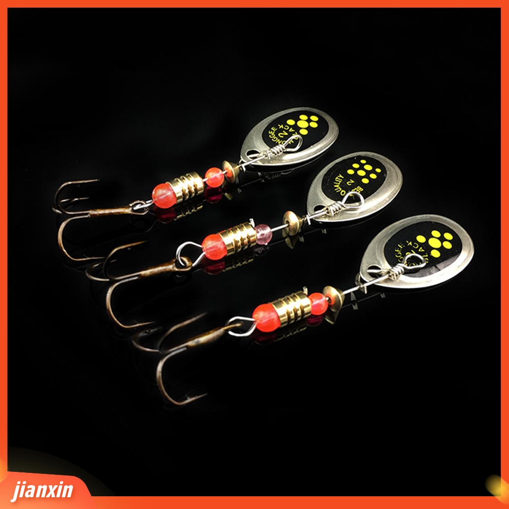 (In Stock) 3Pcs 6cm 2.5g Metal Carp Fishing Lure Getaran Umpan Spinner Sendok Dengan Kait