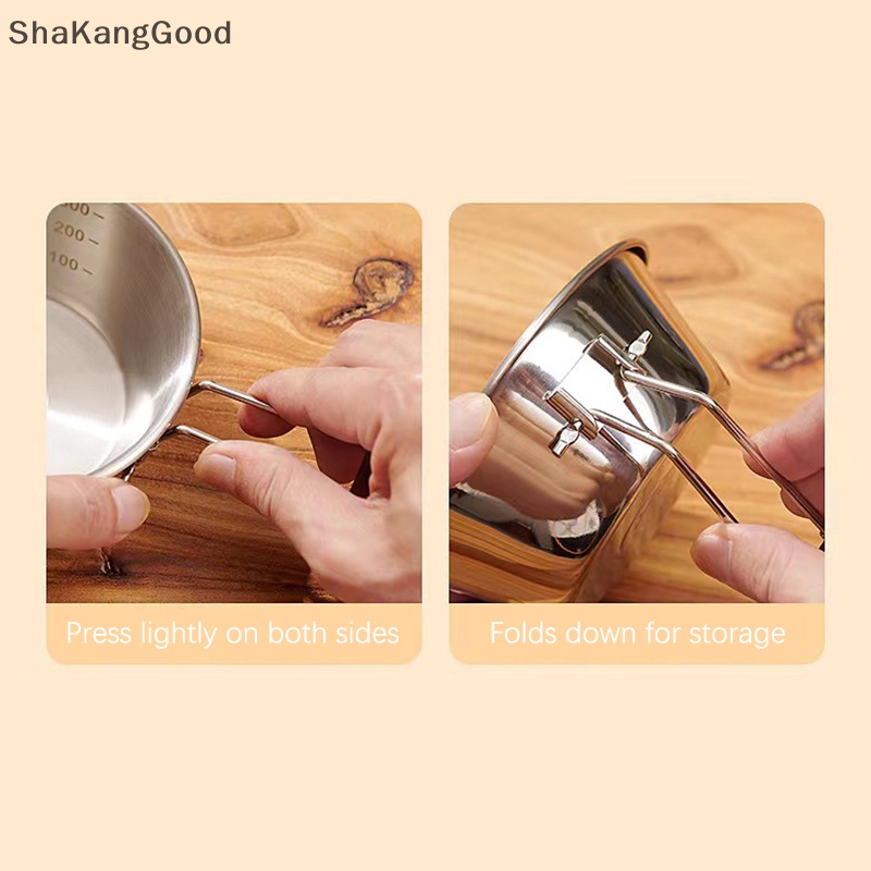 Skid Outdoor Camping Syrah Bowl 304mangkok Lipat Stainless Steel Peralatan Makan Camping Peralatan Dapur Mangkuk Gagang Lipat Nyaman SKK