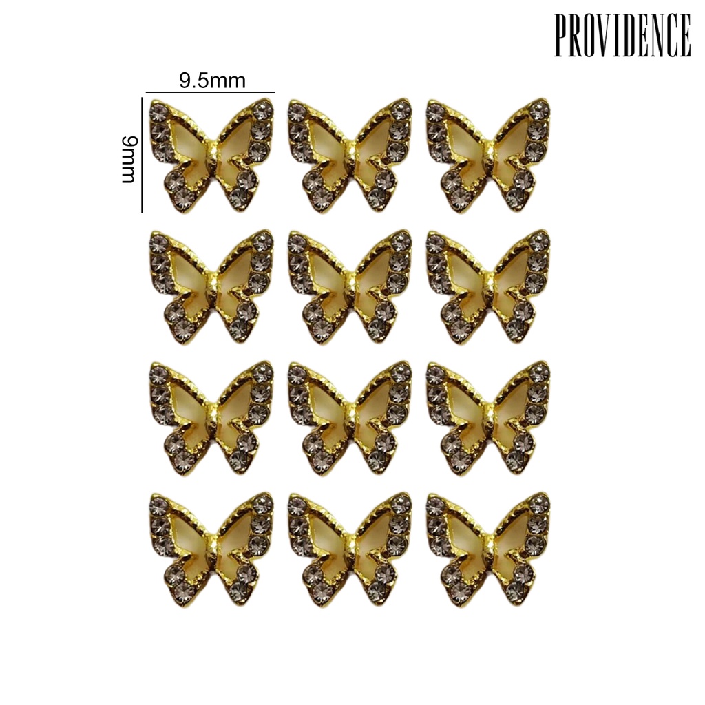 Providence 20Pcs Alloy Butterfly Nail Charms Dengan Berlian Imitasi Mengkilap Berongga Indah Nail Art Dekorasi Aksesoris