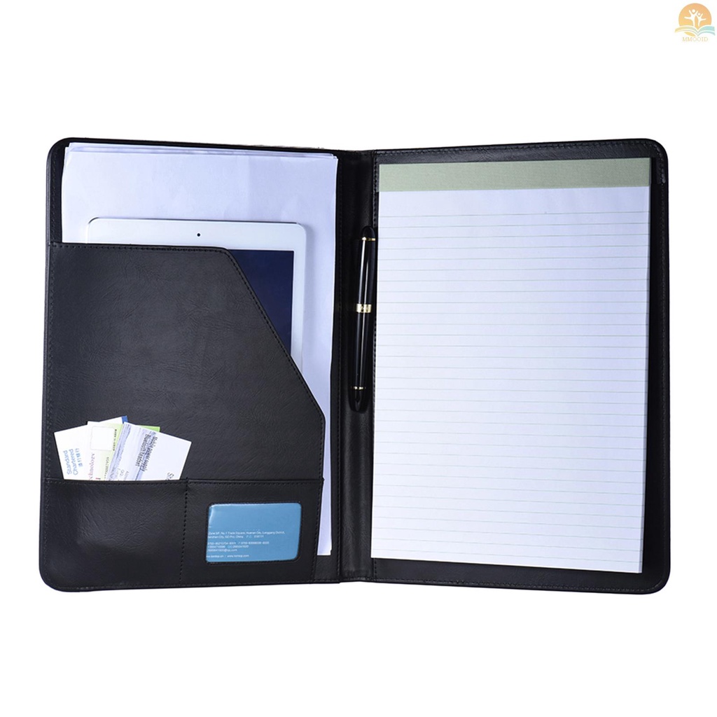 In Stock Multifungsi Bisnis Portfolio Padfolio Folder Dokumen Case Organizer A4 Kulit PU Dengan Holder Kartu Nama Memo Note Pad