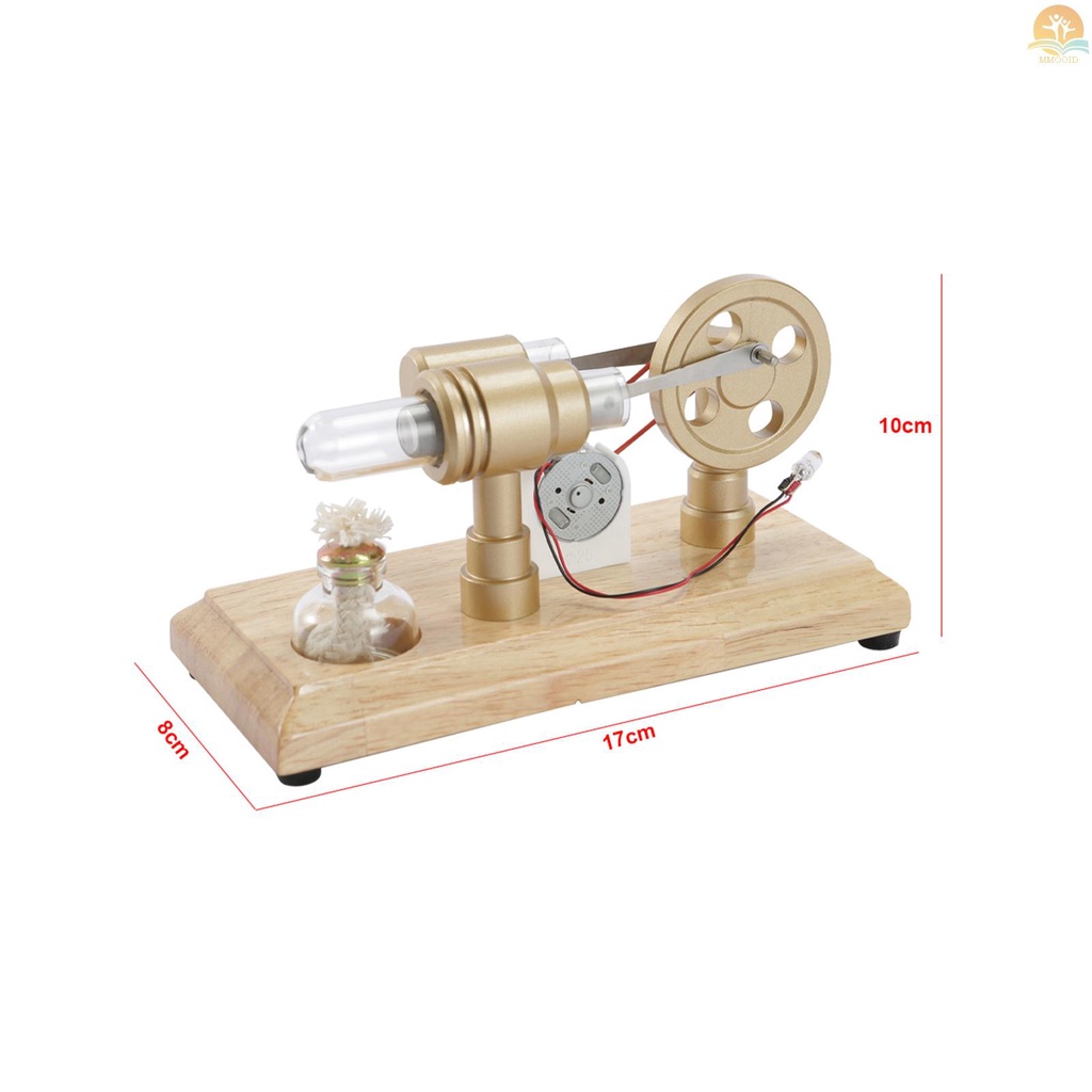 In Stock Hot Air Stirling Mesin Generator Listrik Model Motor Dengan Lampu LED Flywheel Design Percobaan Sains Dengan Dasar Kayu DIY Edukasi Mainan Untuk Guru Dewasa Anak Scho