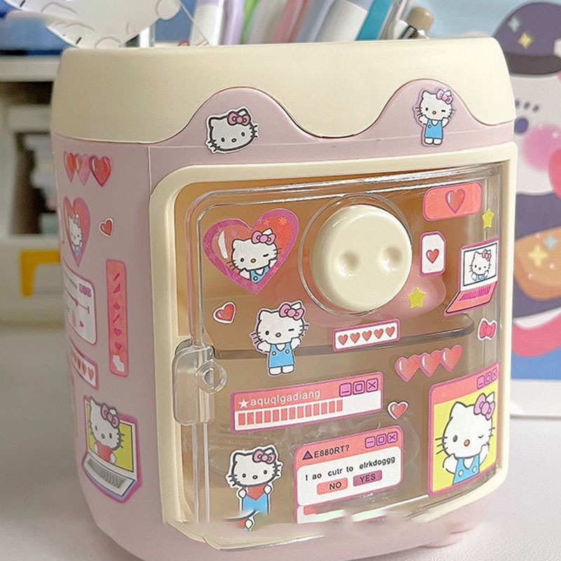 New Kotak Penyimpanan Alat Tulis Desktop HelloKitty Kuromi My Melody Dalek Kartun Desktop Kapasitas Besar Makeup Brush Organizer
