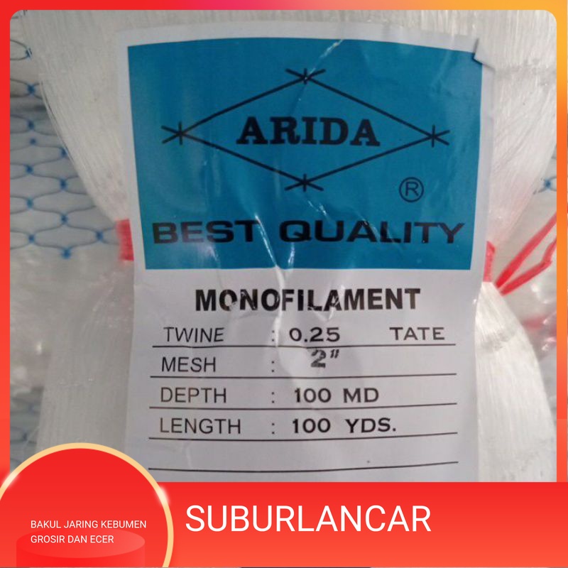 Jaring Ikan Arida 0.25 2 inchi 100md/100yds tate Pukat Jaring Ikan Arida Murah Jaring Senar Nelayan 