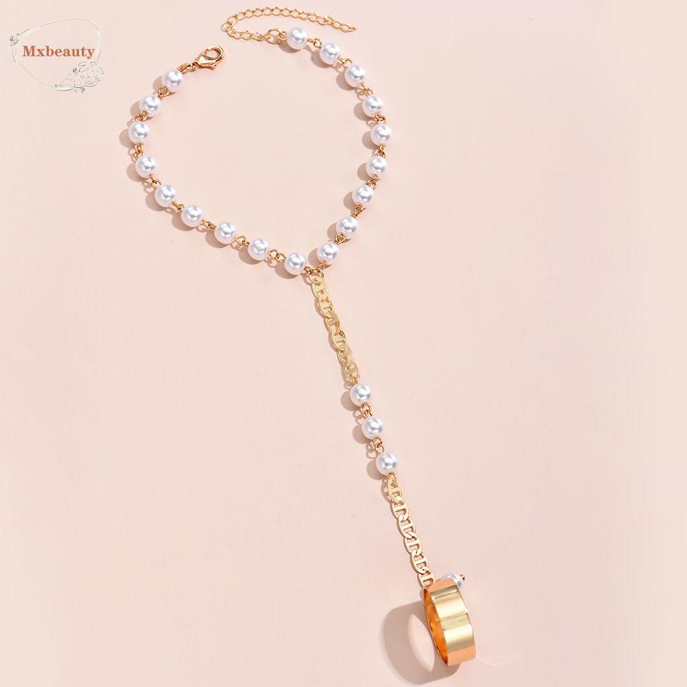 MXBEAUTY Link Rantai Gelang Untuk Anak Perempuan Adjustable Mutiara Kupu-Kupu Bohemia Multi Layer Terkait Hand Harness