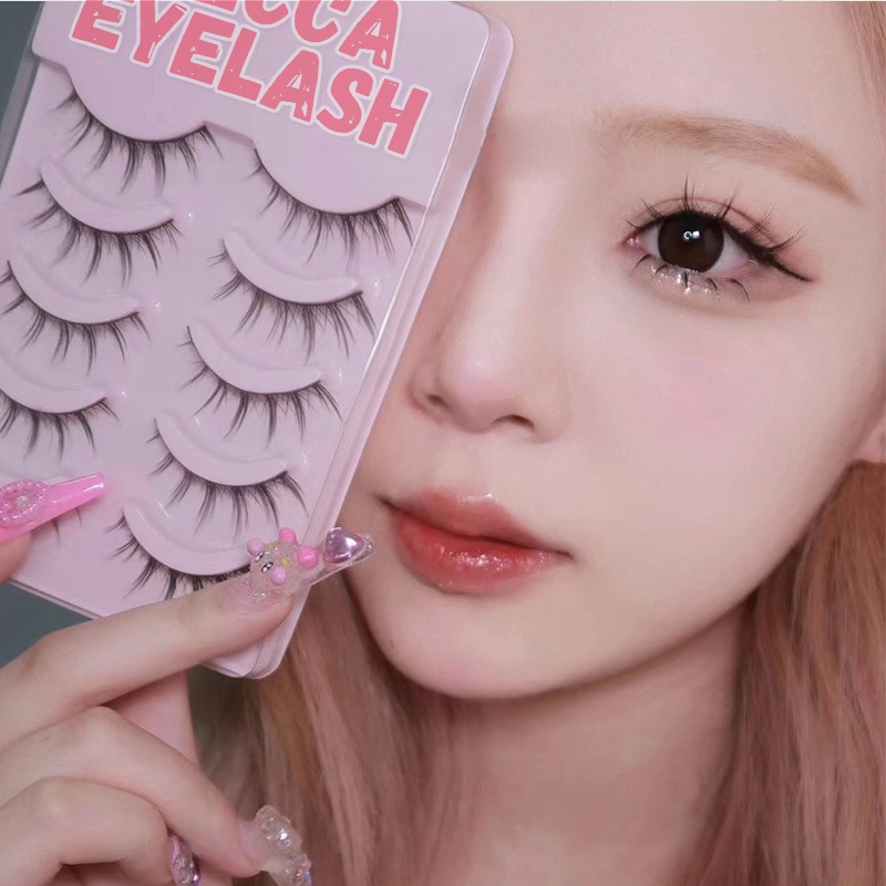 Bulu Mata Palsu Natural LECCA Eyelash Extension 3D 1 Set 5 Pairs Natural Lembut Makeup Look Korea LCB