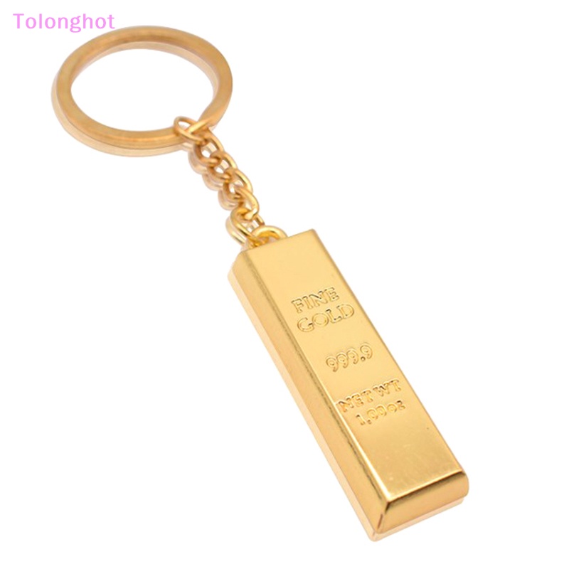 Tolonghot&gt; Fashion Logam Imitasi Ingot Batangan Gantungan Kunci Keyring Keyfob Wanita Handbag Ch Pendant Metal Key Rings Aksesori well