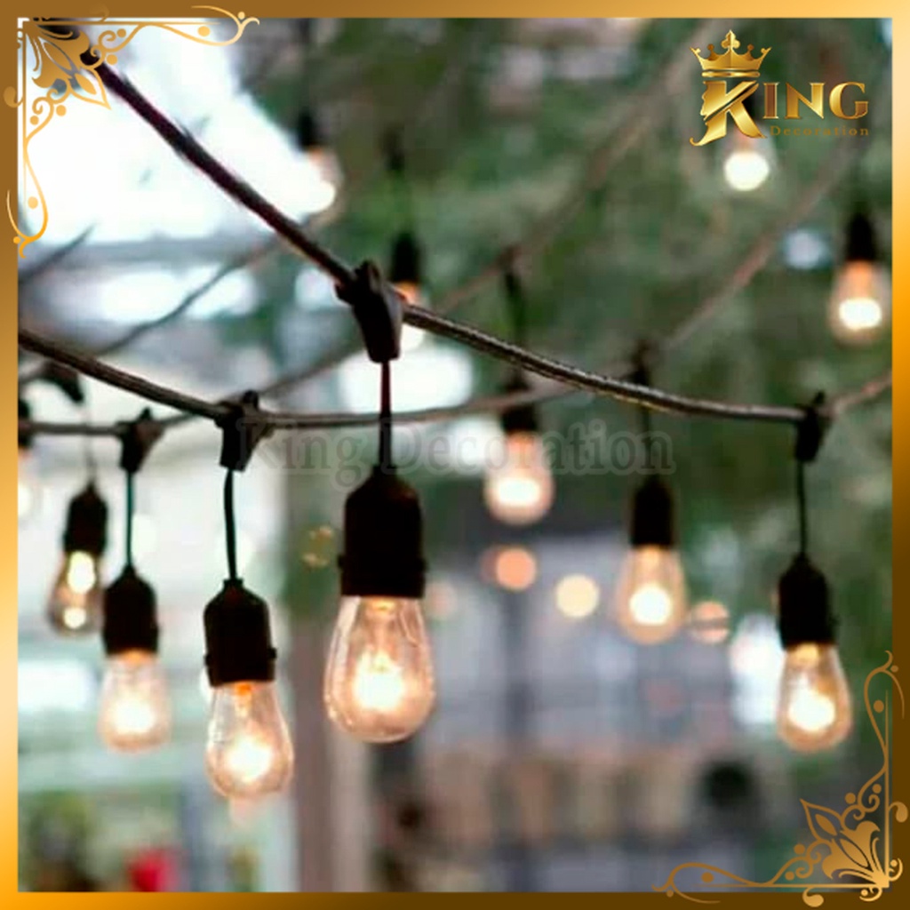 FITTING LAMPU KABEL GANTUNG PANJANG 5 METER - OUTDOOR / INDOOR DEKORASI - LAMPU TAMAN HIAS