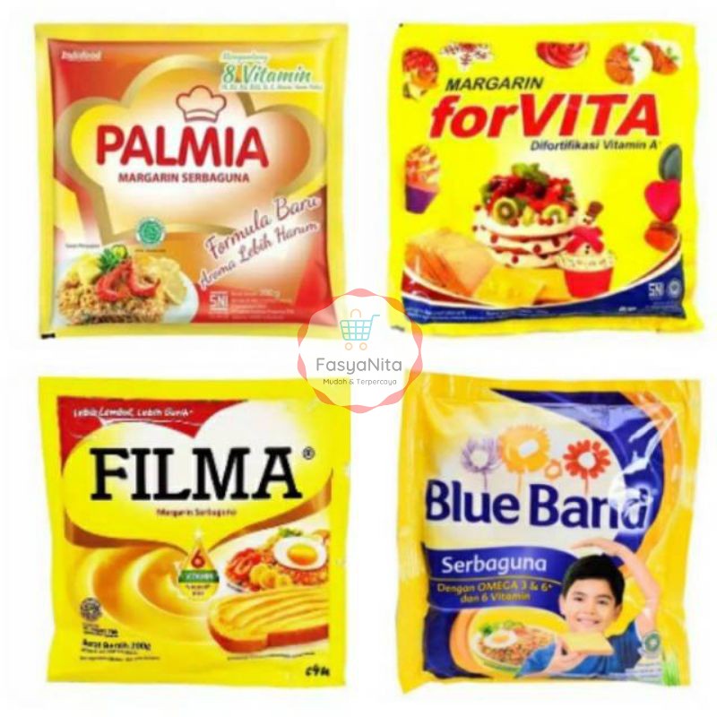 

200gr Margarin Mentega Serbaguna | Margarine Blue Band Royal Palmia Garlic Forvita Filma Amanda Rose Brand