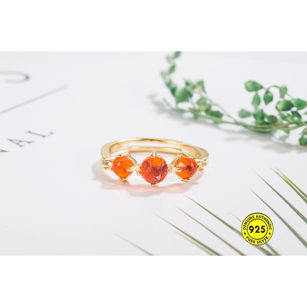 Cincin Jepang Orange Garnet Lapis Emas U1528