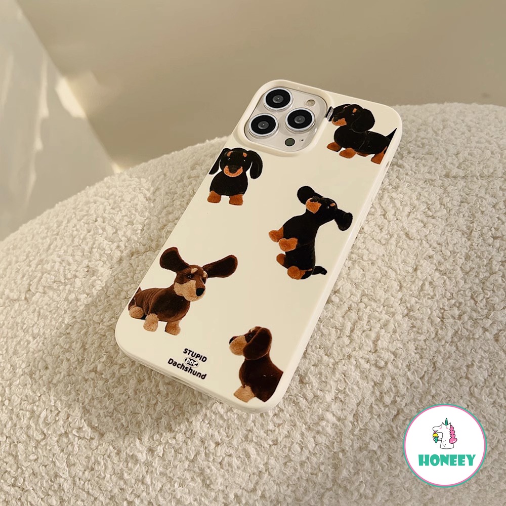 IPHONE Ins Lucu Sosis Anjing Glossy Ponsel Case Kompatibel Untuk Iphone14 13 12 11 Pro Max8 7 Plus XR XS Shockproof Ponsel Back Cover