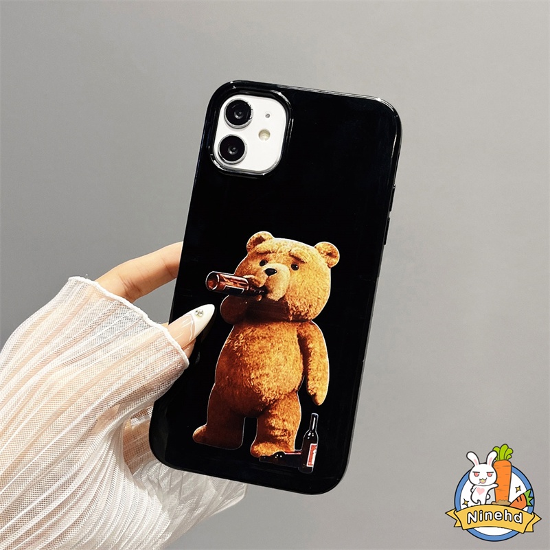 IPHONE Case Ponsel Teddy Bear Pasangan Serasi Untuk Iphone14 13 12 11 Pro Max X Xr Xs Max 8 7 6 6s Plus SE 2020 Empat Sudut Shockproof Case Glossy Soft Silicone Cover Pelindung