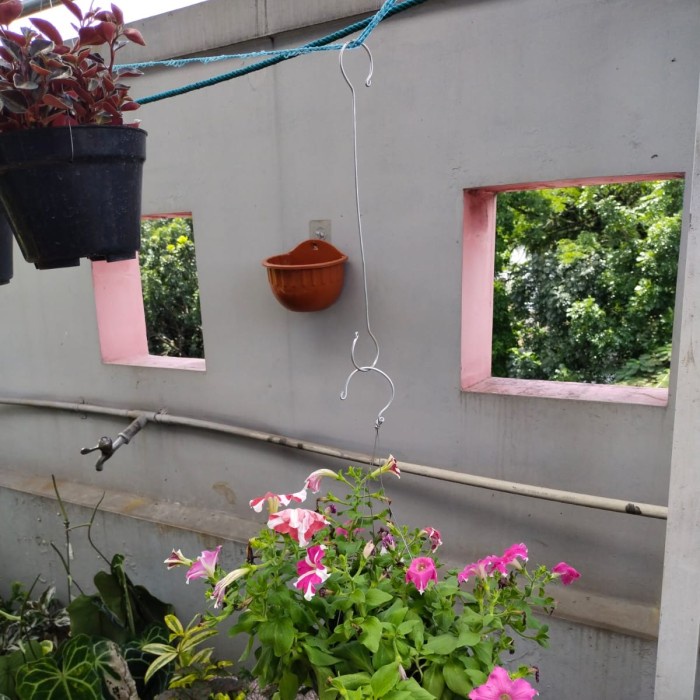 kawat pengait pot tanaman, panjang 34 cm, kawwt gantungan pot