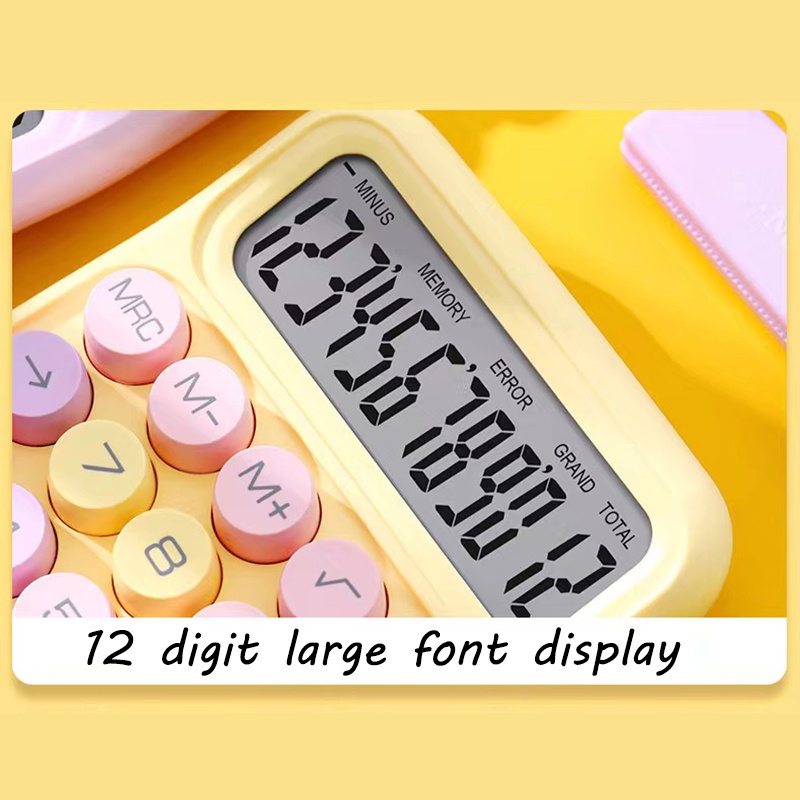 Ins Korea Dopamin Kalkulator Warna 12digis Display Besar Keyboard Dot Mekanik Tombol Besar Alat Tulis Sekolah&amp;Kantor