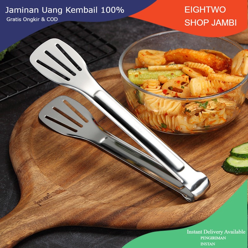 Capitan Makanan Stainless Steel Food Tongs Jepitan Roti Kue Gorengan Clip Penjepit Capit Serbaguna Anti Lengket Dan Anti Karat