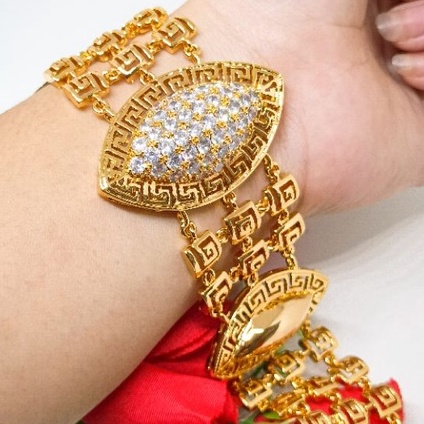 gelang tangan model terbaru ori terbaru dubai perhiasan lapis emas 24k gold permata fashion