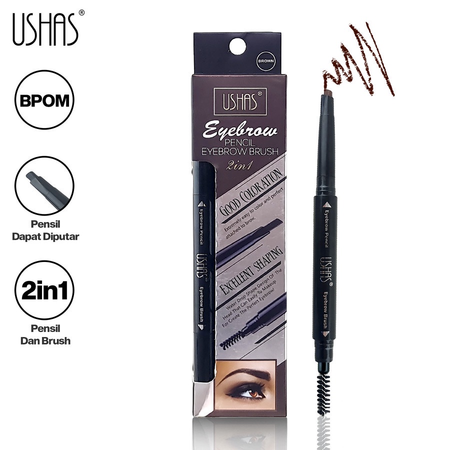 RADYSA - USHAS EYEBROW PENCIL 0.35 GRAM - PENSIL ALIS 2IN1 DENGAN SIKAT