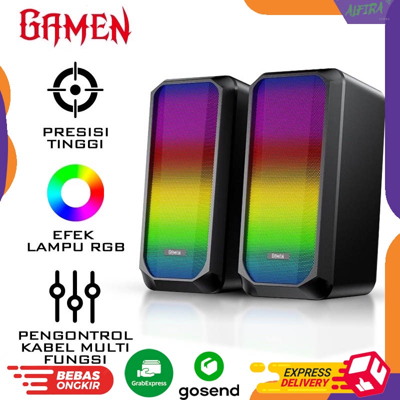 GAMEN Speaker Gaming GS6 RGB Rhythm Light For PC / Laptop / Computer Excellent Bass Garansi Resmi 1 Tahun