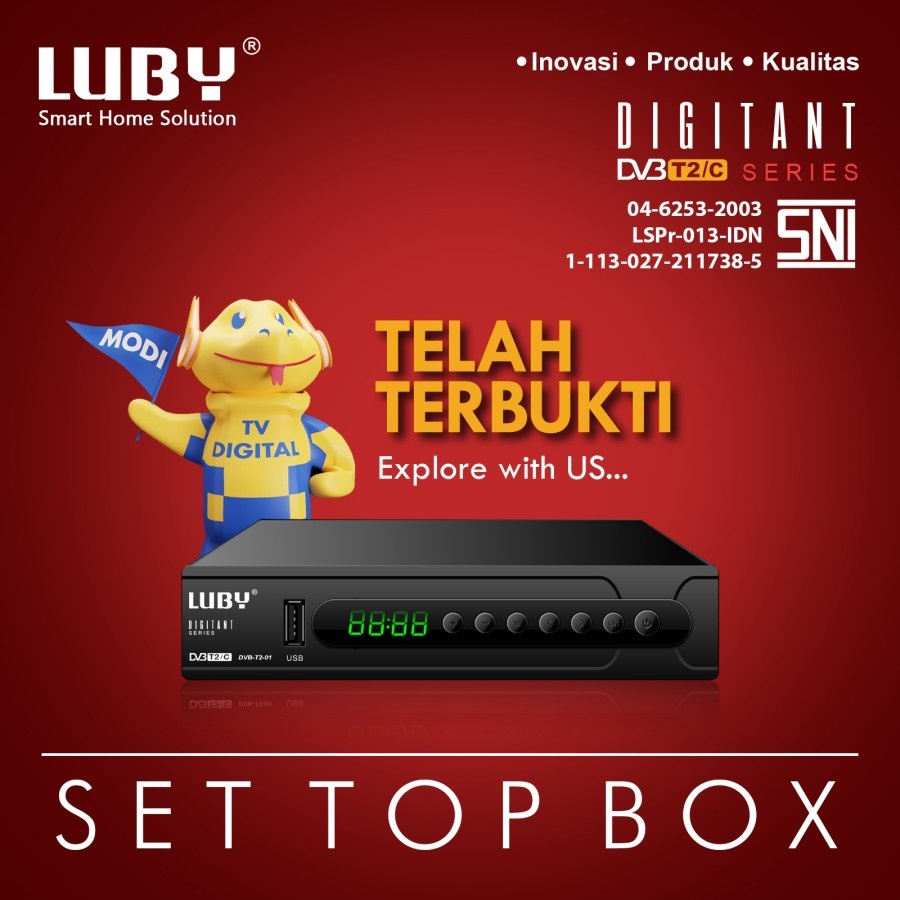 Set Top Box Luby DVB T2 02 TV Siaran Digital Receiver STB BISA Youtube Garansi 1 Tahun @mumu.soo