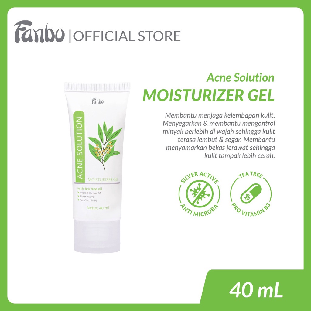 Fanbo Acne Solution Moisturizer - Gel 40ml - Melembabkan dan Menyamarkan bekas jerawat/noda hitam - 