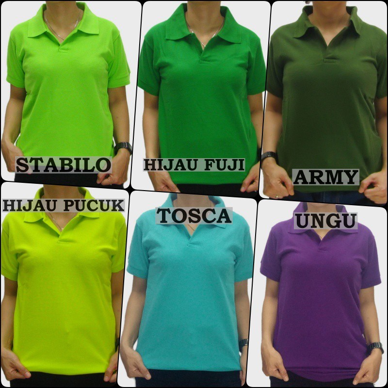 Kaos Krah Polos Polo Wangki Lengan Pendek Unisex Wanita Hijau / Stabilo / Army / Tosca / Ungu