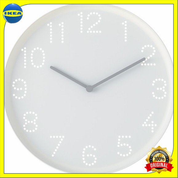 Jam Tanpa suara ikOri Jam Dinding Bulat MODEL Berbintik Cantik Modern 25cm ,Putih