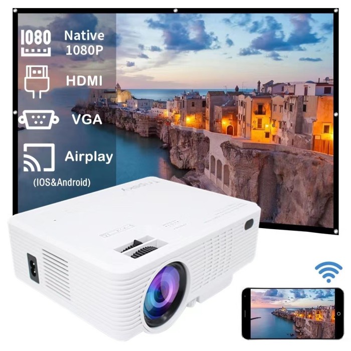 Spesial Proyektor 1080p Full HD T3-Airplay Same Screen 5500 Lumens Projector - T3-Airplay
