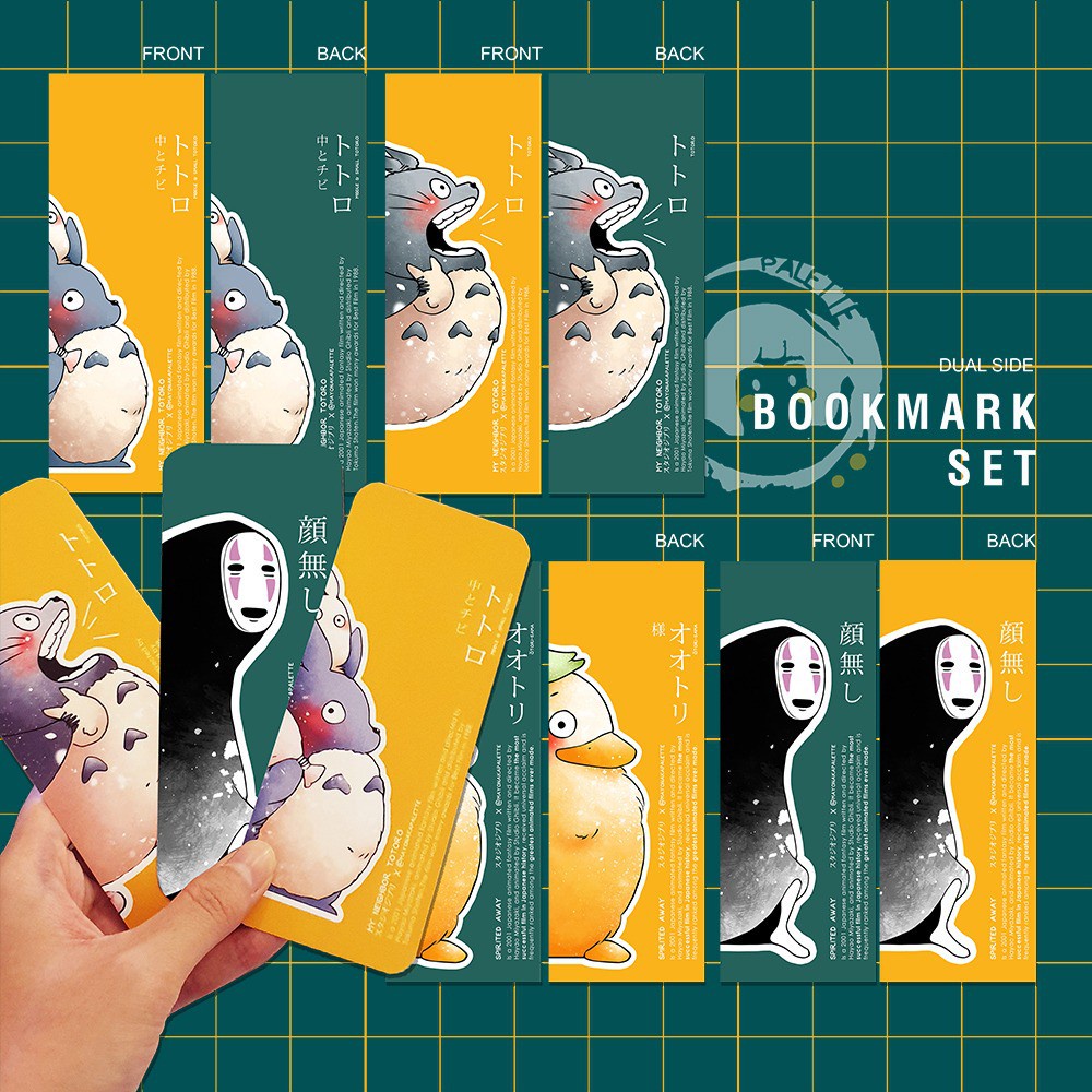 

Bookmark Ghibli Fan Art by MAYONAKA PALETTE | Pembatas Buku | Book Mark | Totoro | Noface | Duck