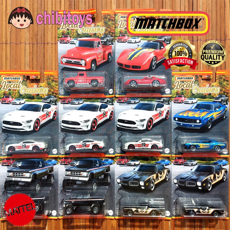MATCHBOX LOCAL CRUISERS 2023 DUS SEGEL SNI 10 PCS - 1956 FORD F-100 PICKUP 2019 FORD MUSTANG GT CHEV