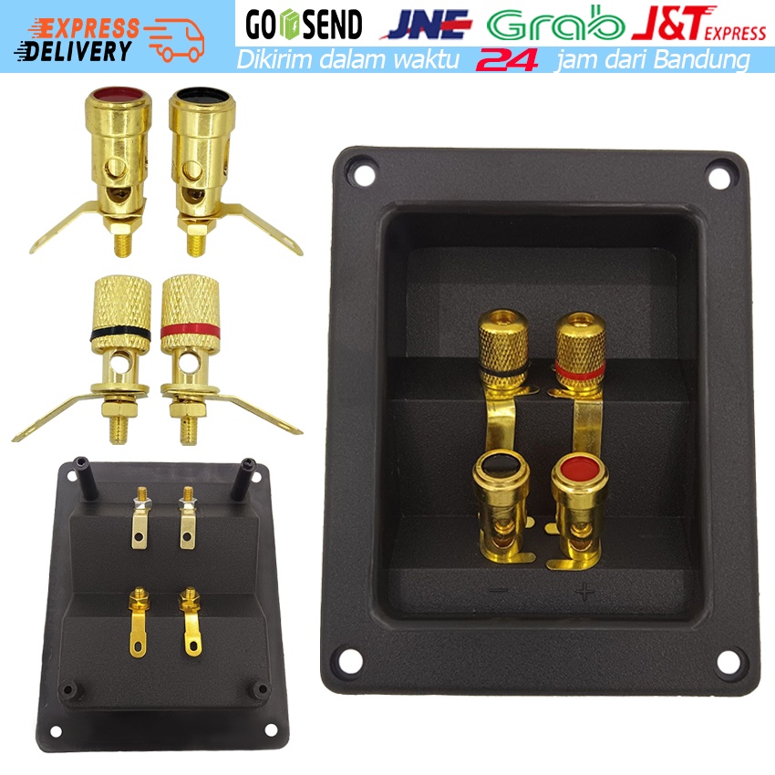 Terminal Cup Connector 266 Bagian Express Binding Posts Jack Pisang Emas Kotak Speaker Bi-Amp Tersem