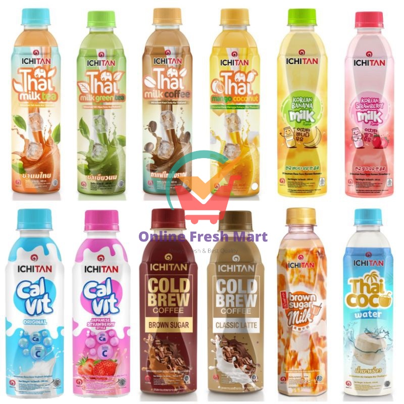 

(kirim instant) ICHITAN Aneka minuman Thailand thai tea cold brew cal vit yogurt Brown Sugar Coffe latte Milk green tea coconut banana strawberry - Online Fresh Mart Denpasar