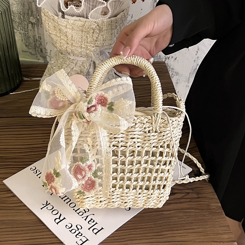 [ COD✅ ] Aroana Bag Tas Anyaman Jerami Berongga Wanita 2023 Musim Semi Dan Musim Panas Trendi Pantai