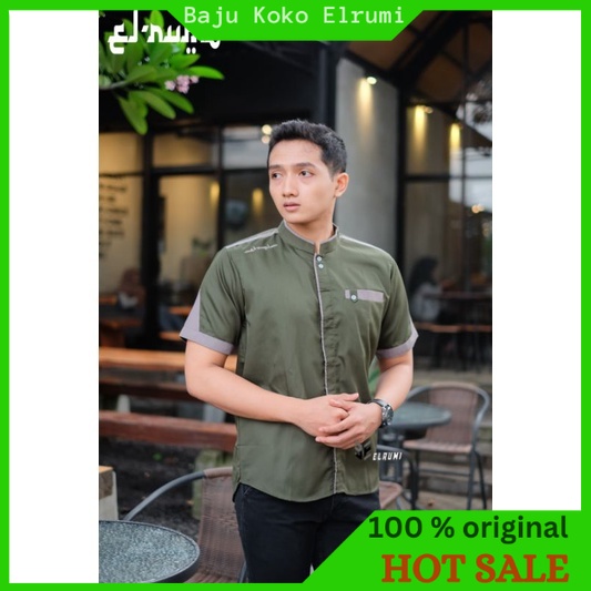 BAJU KOKO PRIA LENGAN PENDEK ORIGINAL EL RUMI MOTIF YISUNSIN