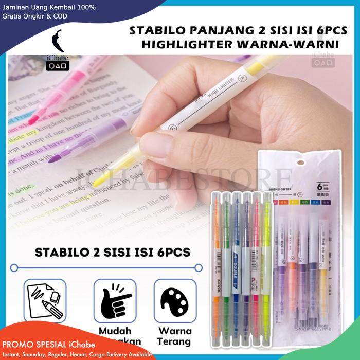 

[Bisa COD] MA Stabilo 2 Sisi 6pcs Highlighter Multicolor Alat Tulis Sekolah Kantor