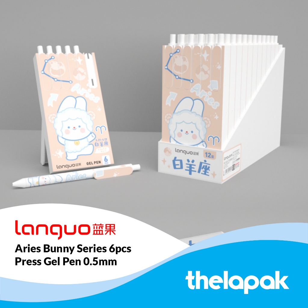 

Pulpen Gel 0.5mm Set 6pcs Languo Zodiac Bunny Aries Pen Tinta Hitam