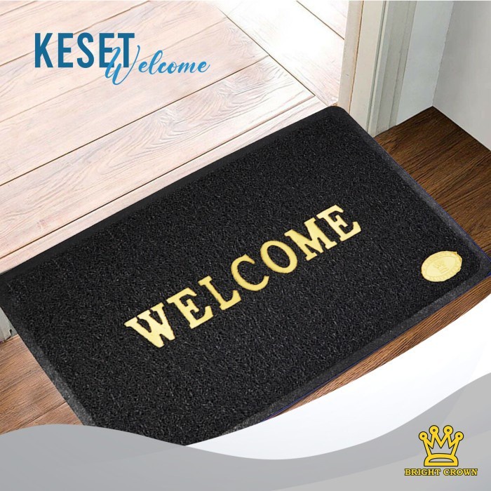 YS Keset Karpet PVC Mie Bihun WELCOME 40X60CM Keset Kaki Premium - Hitam KESET WELCOME