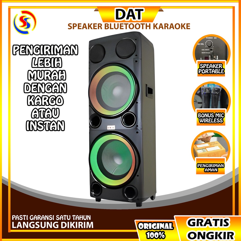 Speaker Karaoke Speaker Bluetooth Speaker Bluetooth Bass Speaker Portable Wireless Dat DT 1222 Bonus