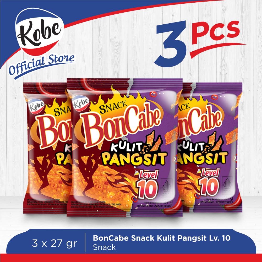 

Kobe Snack BonCabe Kulit Pangsit Level 10 27gr x 3pcs