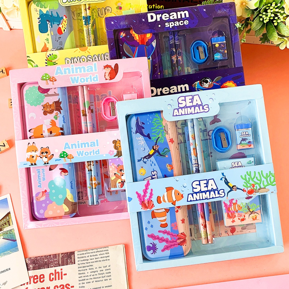 

RK Mumystation Stationery Set Set Alat Tulis Rautan Penghapus Vacuum Pensil Kotak Pensil 6 In 1