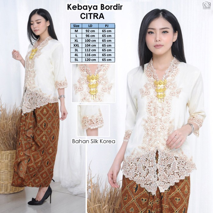 New Style Atasan Kebaya Bordir Gading / Kebaya Bordir Modern / Kebaya Wisuda - XXL